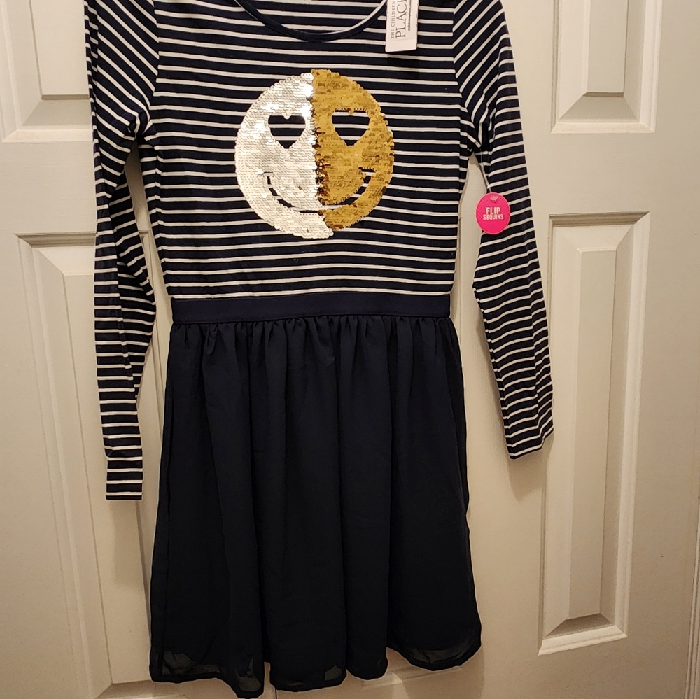 Children's Place Emoji Flip Sequins Dress Size 14 New